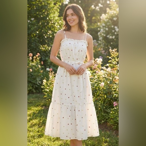 Modcloth Dresses & Skirts - Modcloth Ladybug Picnic Midi Sundress, ivory, size 2x